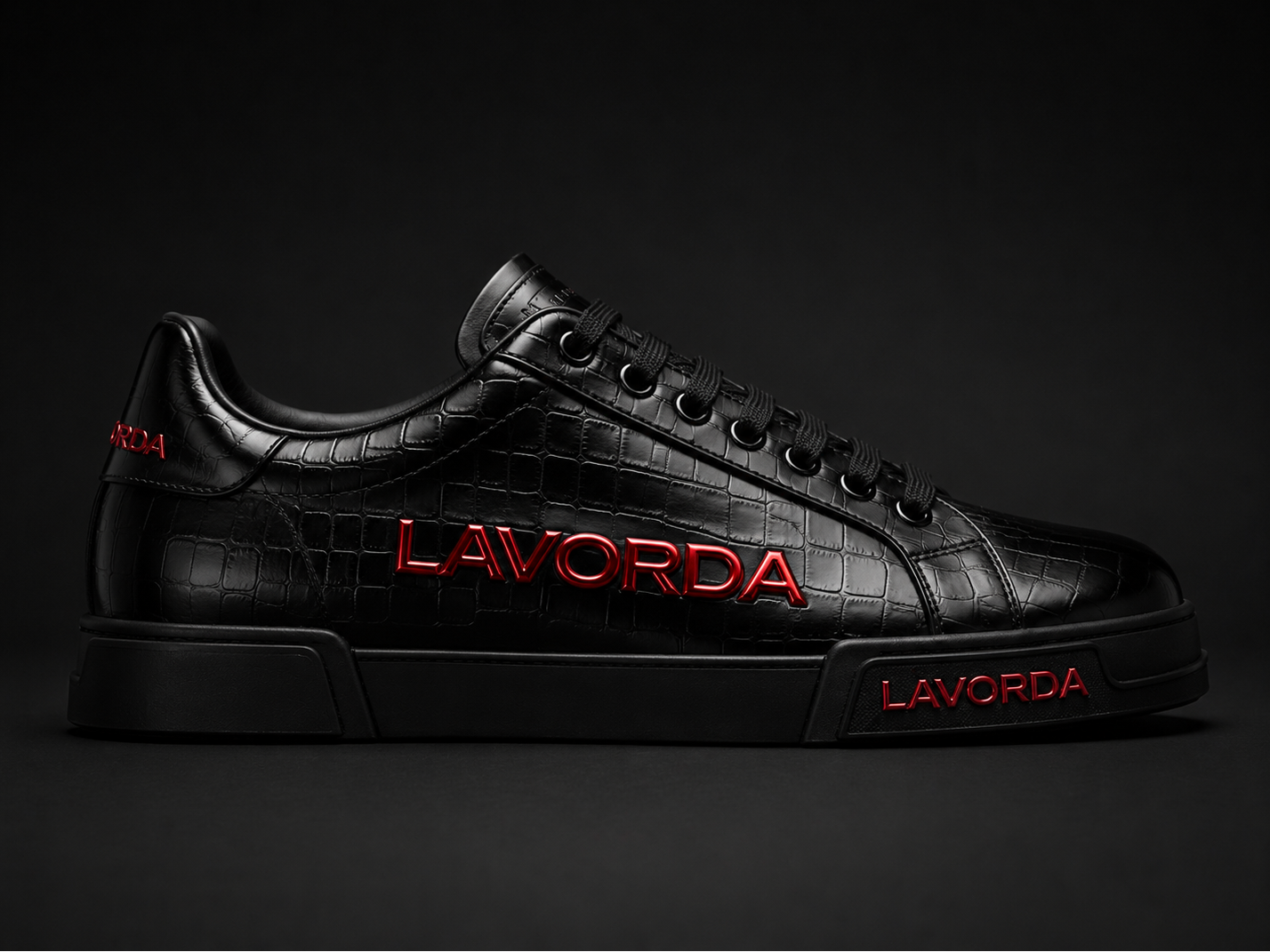 Black leather sneaker