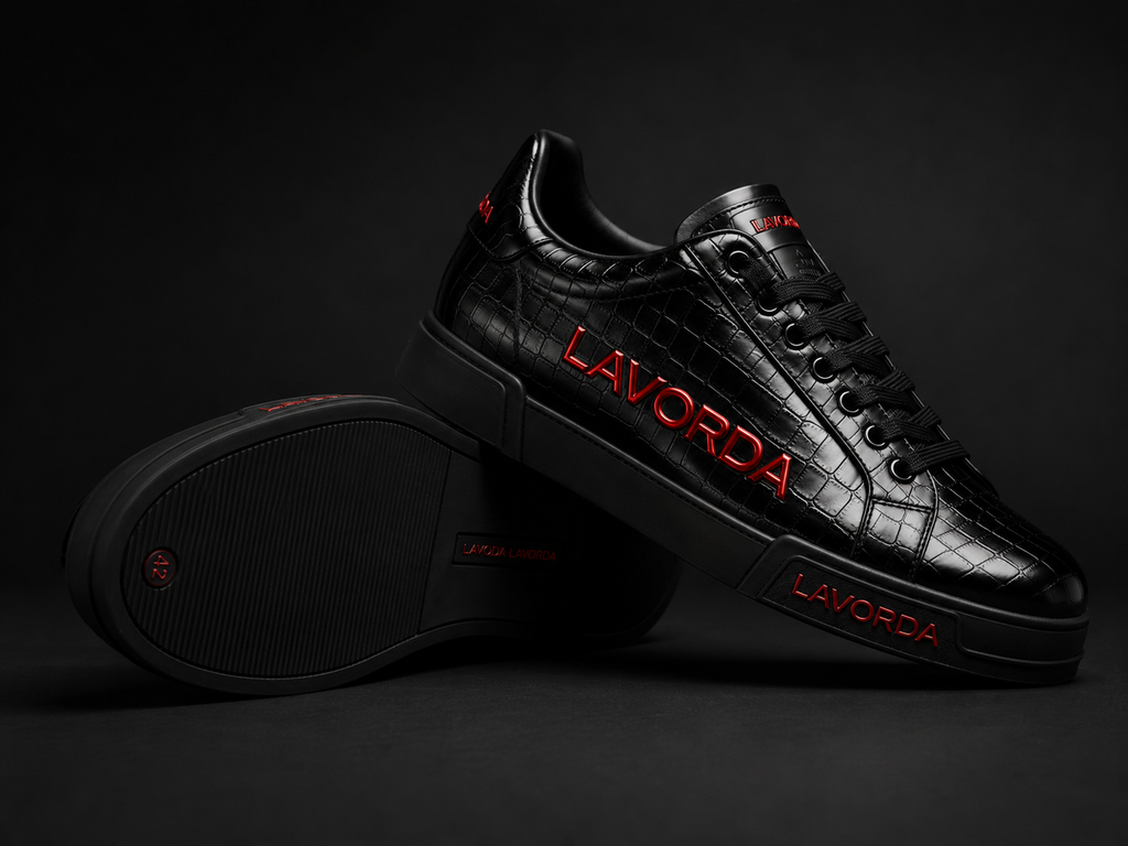 Black leather sneaker