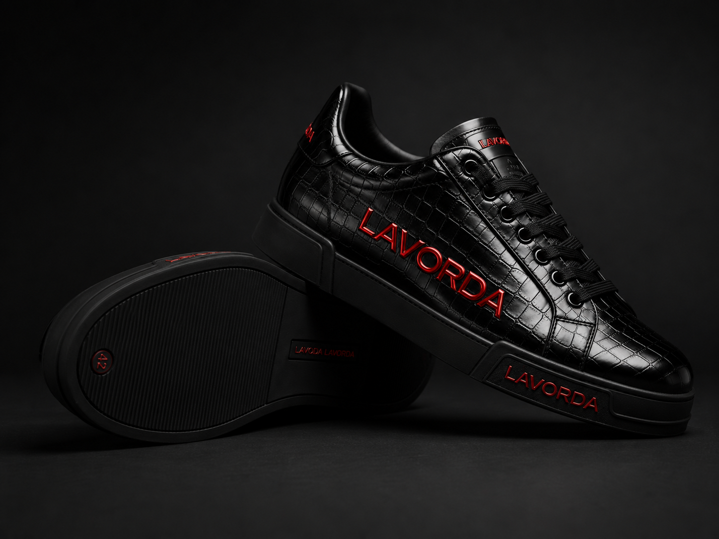 Black leather sneaker