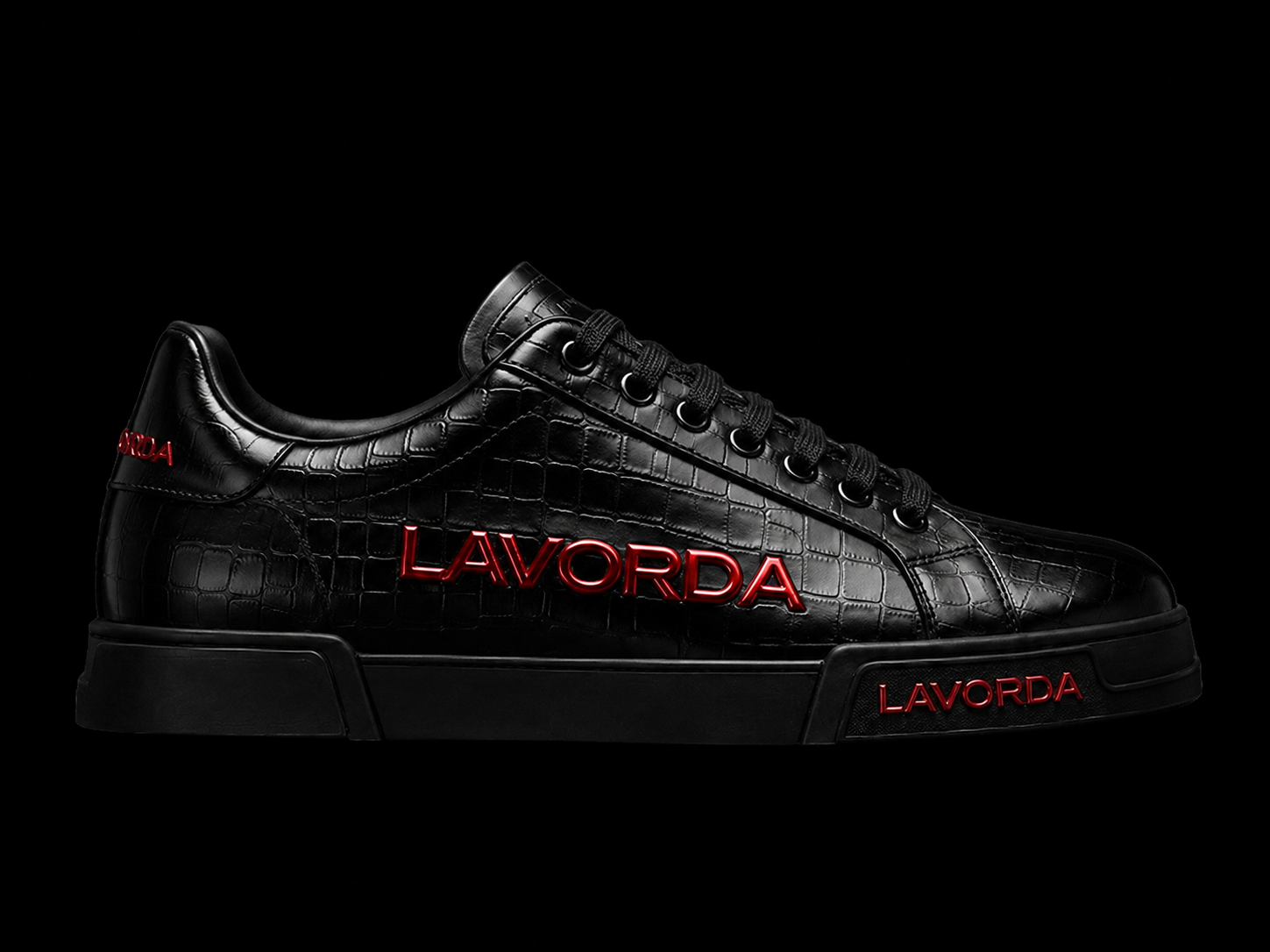 Black leather sneaker